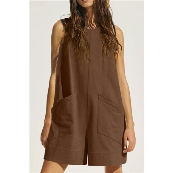 Lovelet Round Neck Sleeveless Romper with Pockets - Picture 12 of 16